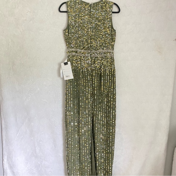 Mac Duggal NWT Sequined High Neck Sleeveless Column Gown Olive Green Sz 6 93603 - Picture 9 of 16